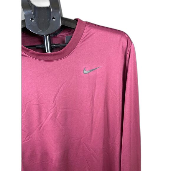 Nike Dri-FIT Long Sleeve Shirt Women’s Size L Maroon Training Tee - Picture 4 of 8